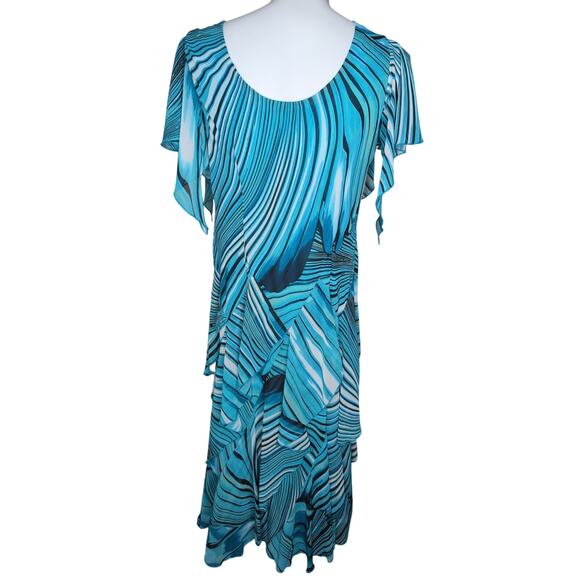 Vintage Y2K Chiffon Beaded Cowl Neck Dress Asymmetric Hem 14 Fairy Grunge Witchy - Picture 3 of 8